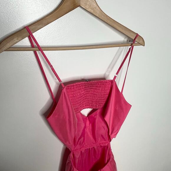 J. Crew Collection Women Bow Front Cutout Midi Dress Pink Stretch Taffeta Coquet - Picture 9 of 14